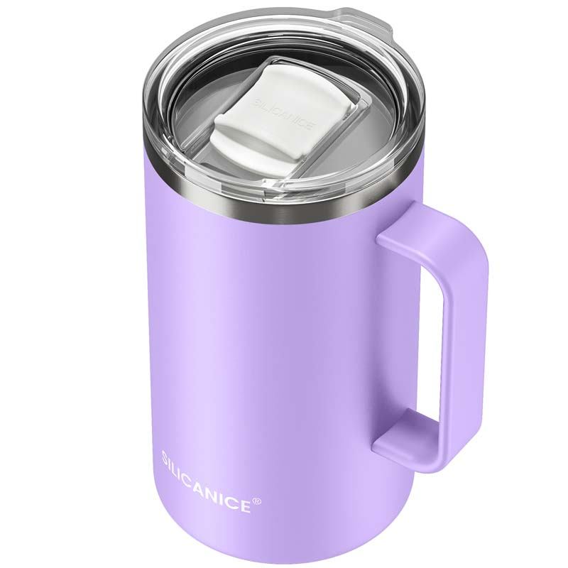 24 Oz Insulated Stainless Steel Coffee Mug With Handle, Break & Scratch Resistant Detachable Slider Lid, BPA-Free Vacuum Travel Tumbler, Perfect Gift For Daily Use