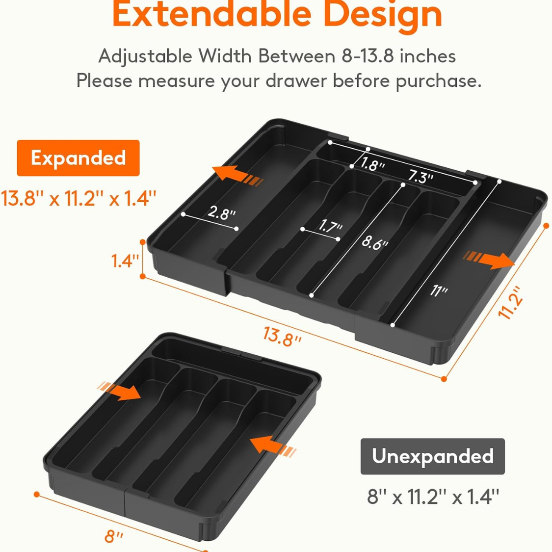 Expandable Silverware Drawer Organizer Kitchen Utensil Tray Adjustable Cutlery Storage Organizer For Forks Spoons Knives And Kitchen Tools