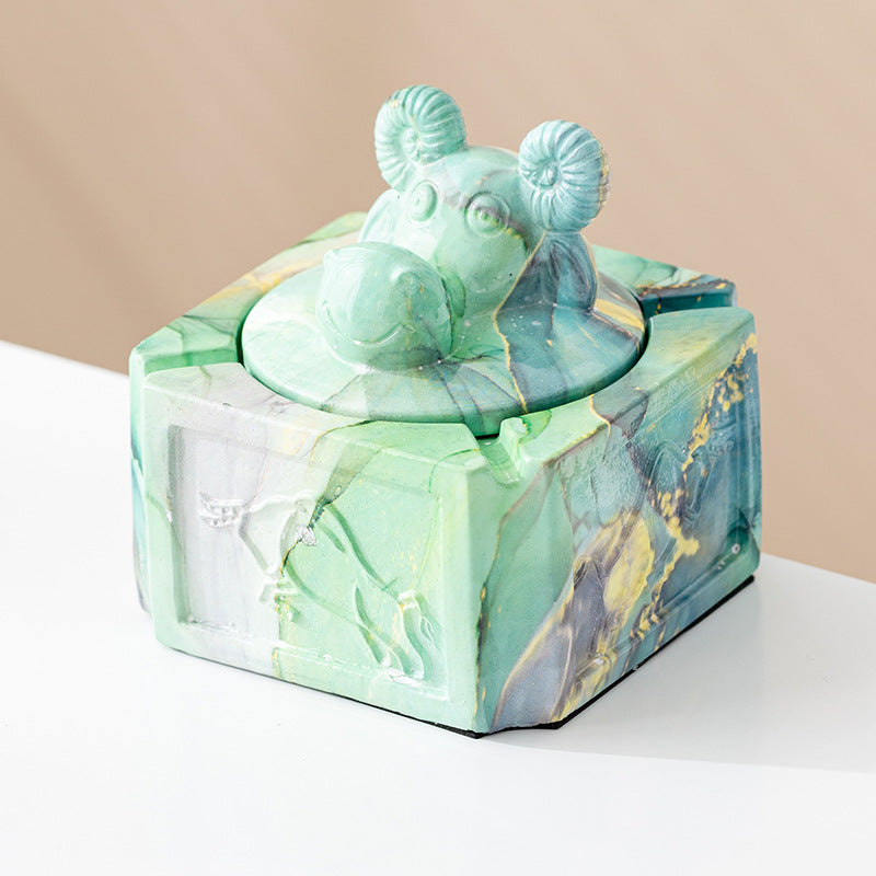 Ceramic Ashtray With Lid Home And Office Decoration