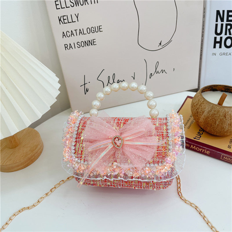 Childrens Bag Summer Fashion Crossbody Bag, Girls Pearl-handled Tote
