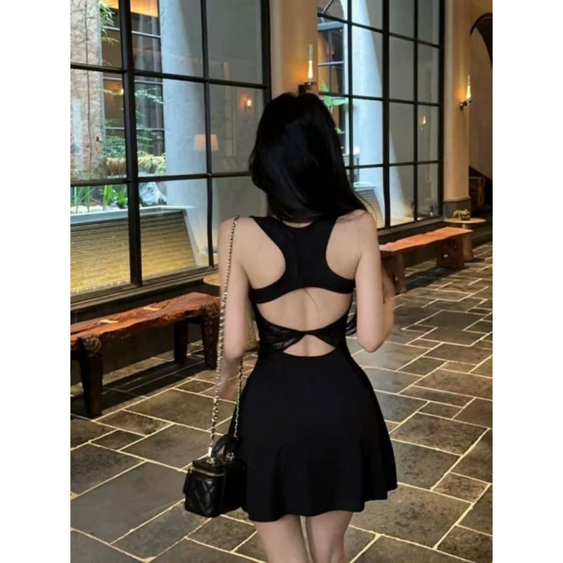 Womens Fashion Lace-Patchwork Strap Dress