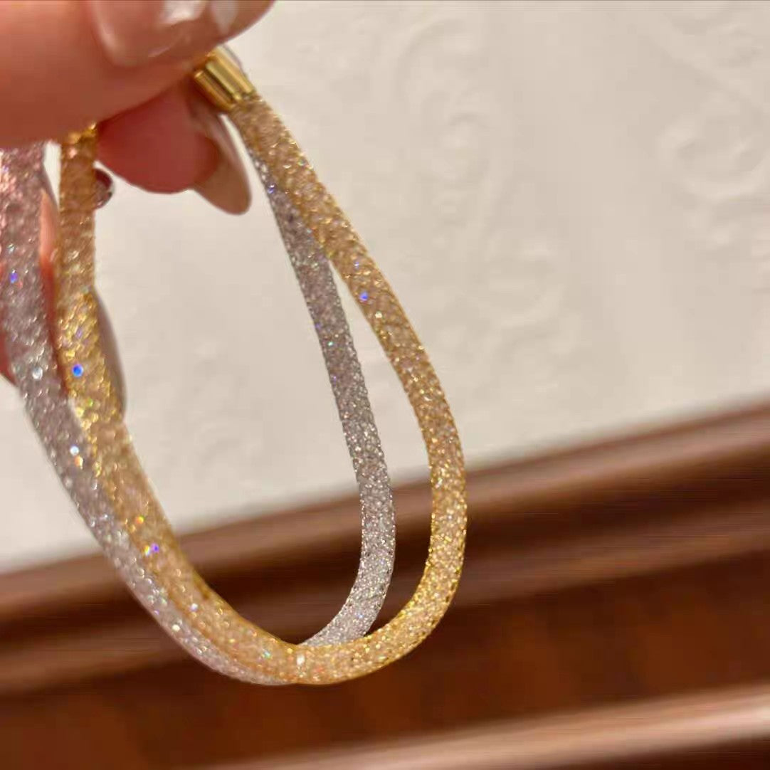 1pc 999 Sterling Silver Mesh Crystal Bracelet, Luxurious Style, Perfect For Daily Wear And Valentine's Gift