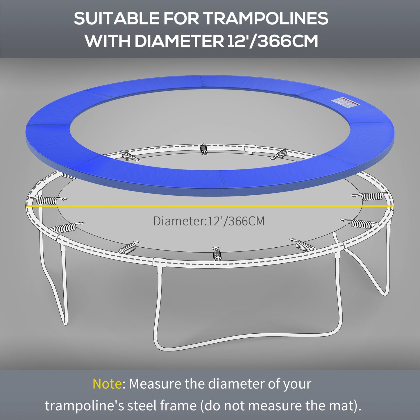 12ft Trampoline Pad 366cm Trampoline Accessories Surround Pad Thick Foam Pads Padding Replacement Spare- Blue