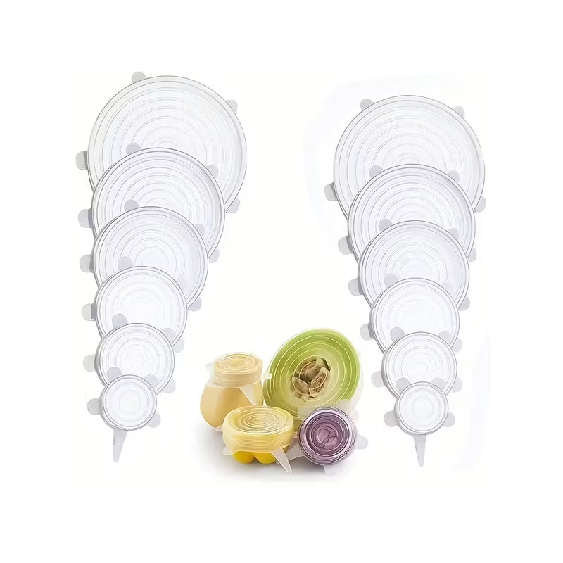 Kitchen Microwave Food Cover With 6 Silicone Lids, Extension Lid, Bowl Lid, Elastic Silicone Lid, Universal Adaptability Lid