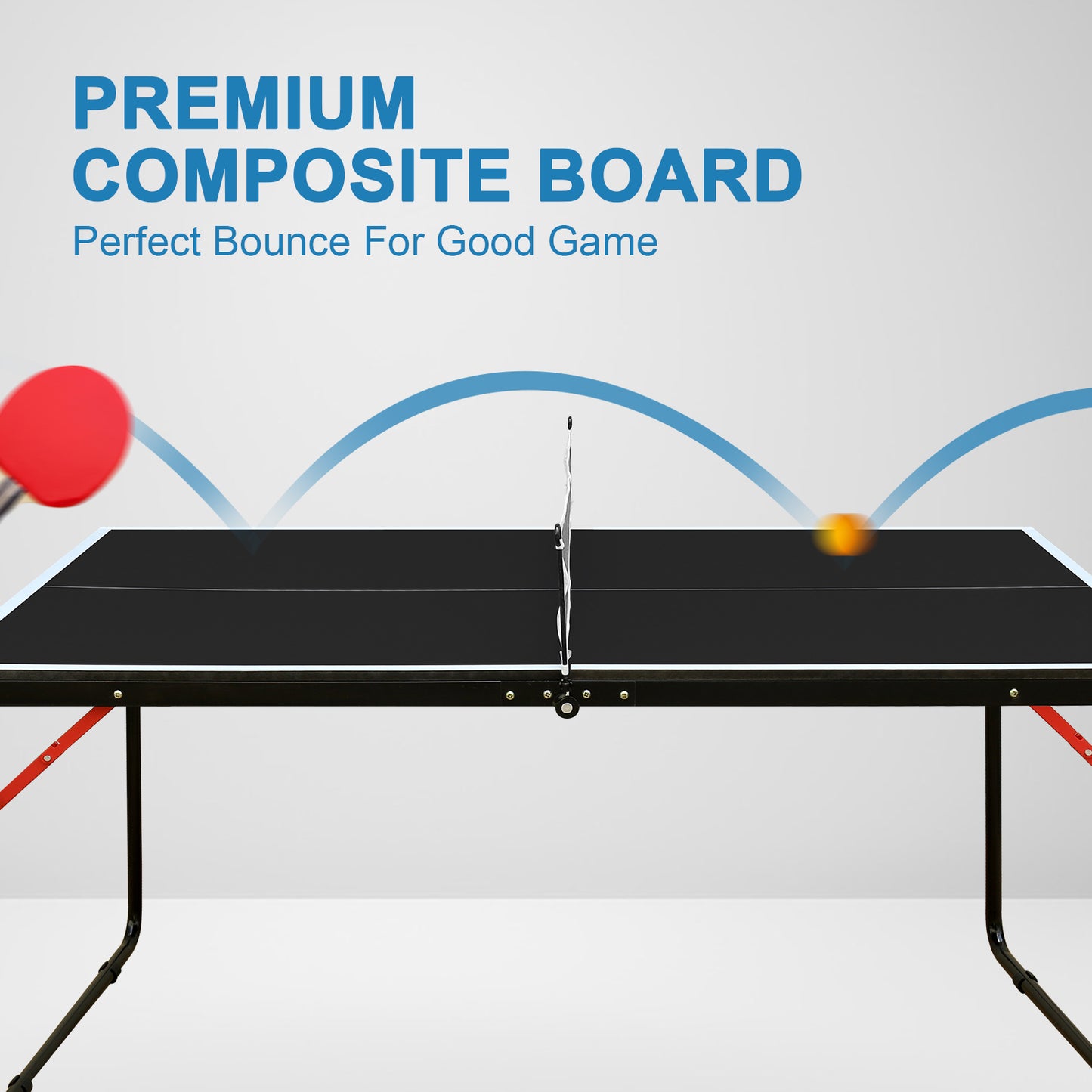4.5ft Black Table Tennis Table Foldable & Portable Ping Pong Table Set With Net And 2 Ping Pong Paddles For Indoor Outdoor Game
