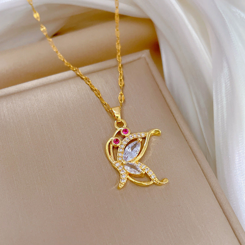 Zircon Butterfly Light-Luxury Fashion Necklace For Women