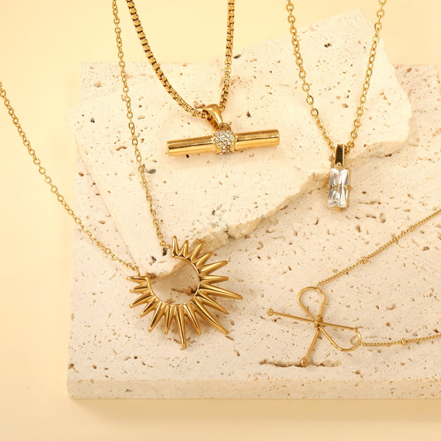 Ins Cross-Border European And American Necklaces For Women, Export Fashion, Versatile, Simple Design, Geometric Diamond-Encrusted Stainless Steel Clavicle Chain