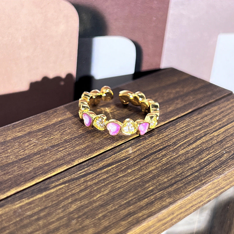 Sweet Edgy Multicolored Glaze Flower Rings Viral Popular Retro Ladies Jewelry Gift