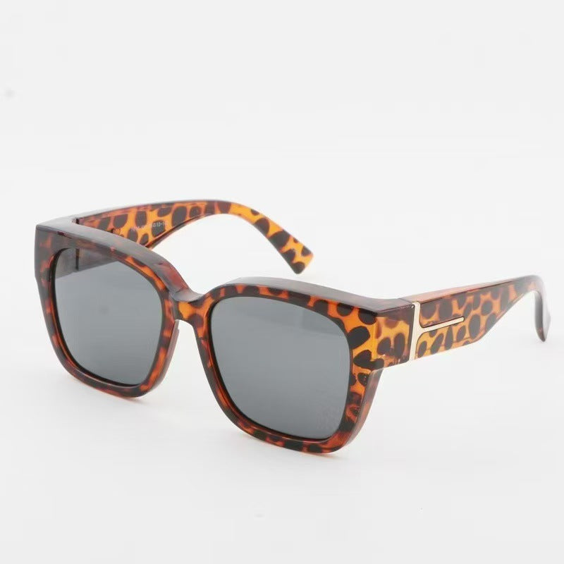 Korean-style Oversized Myopia Glasses With A Leopard Print For A Premium Look