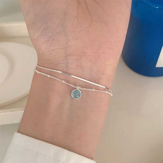 S925 Sterling Silver Double-layer Bracelet Korean-style Jewelr
