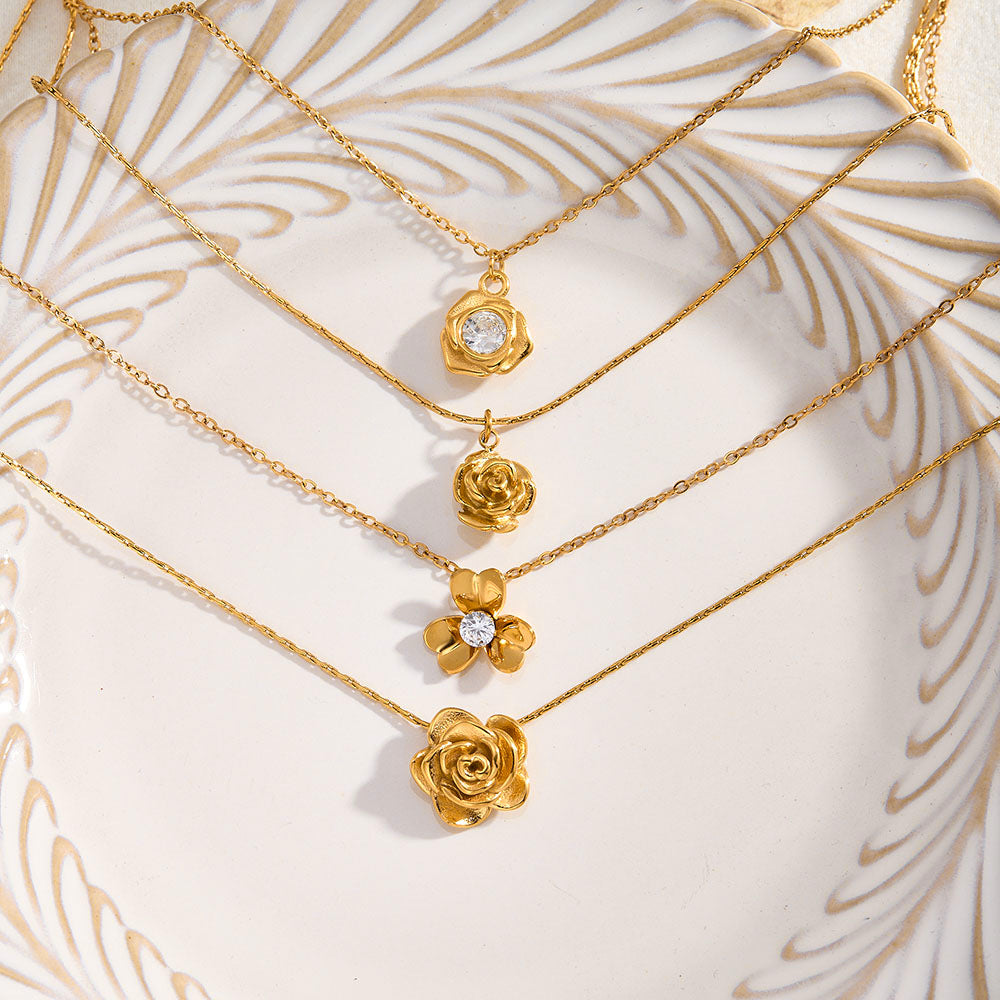 Cross-border Best-Selling Stainless Steel Flower Necklace