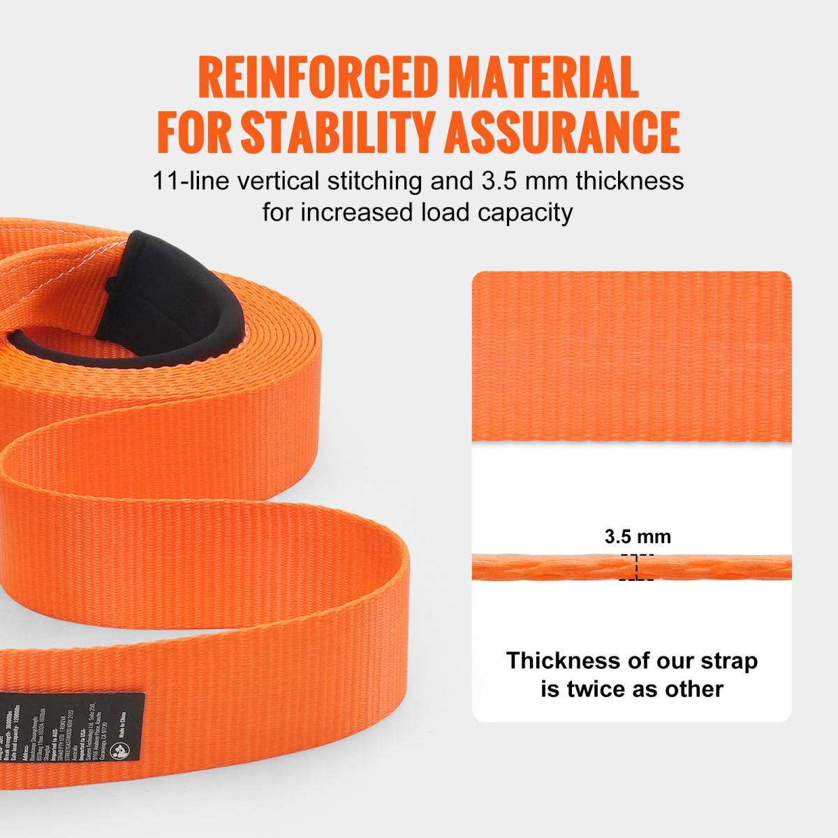 Polyester Heavy Duty Tow Strap Recovery Kit 3" X 30 Ft (MBS-36,000 Lbs) Winch Strap, Triple Reinforced Loop, Snatch Strap + 2" Shackle Hitch Receiver + 3/4" D-Ring Shackles (2PCS) + Storage Bag