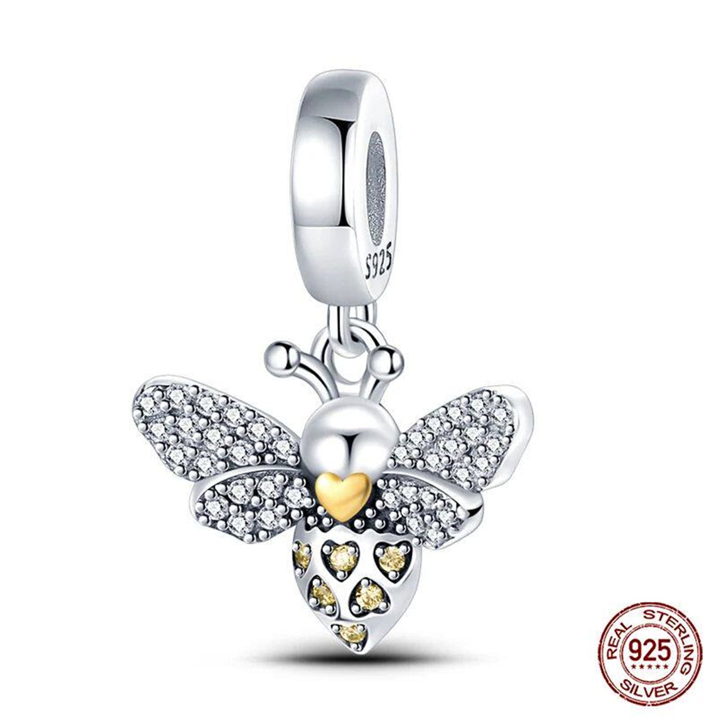 New 925 Sterling Silver Fashion Golden Sunflowers Heart