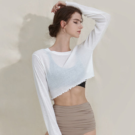 Micro Transparent Wooden Ear Edge Versatile Yoga Fitness Suit