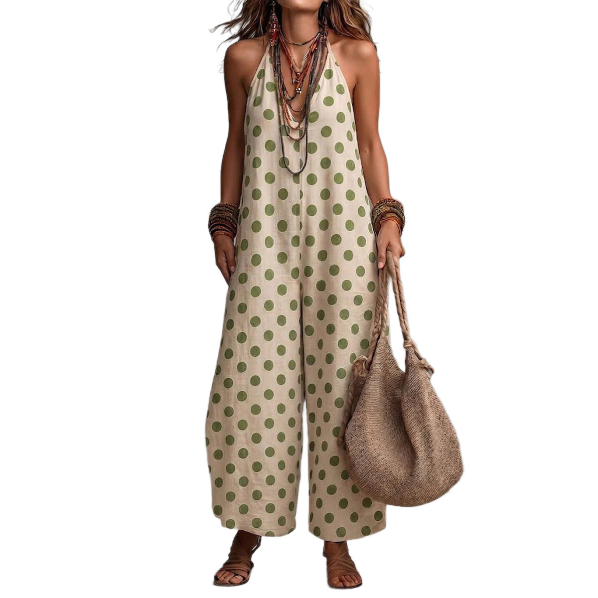 Sleeveless Wide-leg Jumpsuit For Cross-border Fashion And Vacation Style