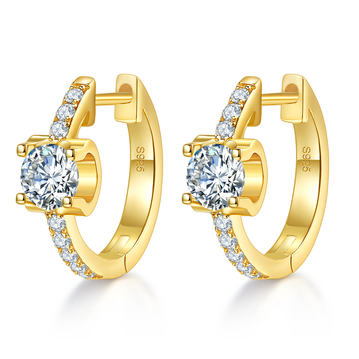 S925 Sterling Silver 1.24CT Moissanite Hoop Earrings 16.5mm  Platinum Plated Huggie Hoops With GRA Certificate, 3.7g Jewelry Gift Box Set For Women