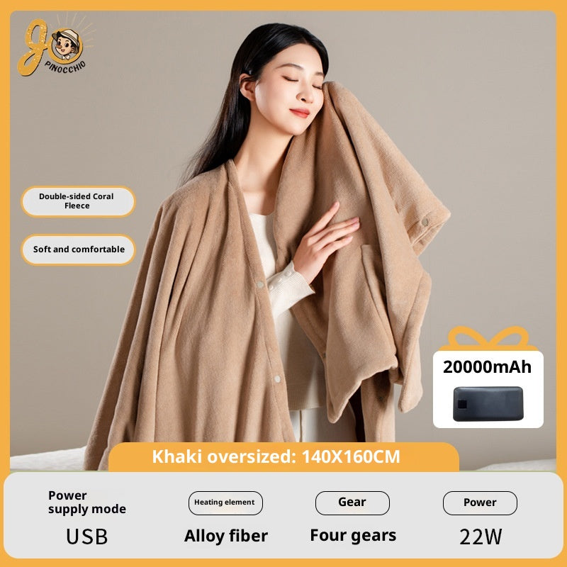 Electric Heated Shawl USB Outdoor Camping Sleeping Pad Body-Warming Heating Blanket