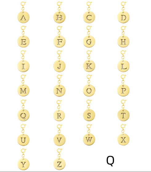 Titanium Steel Bracelet And Necklace Accessories 26-letter Charm Pendants Hand-polished In Gold