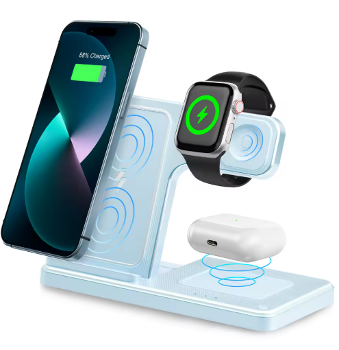 3 In 1 Magnetic Wireless Charger Stand 15W Fast Charging Dock Station Multiple Devices