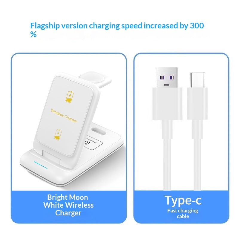 Three In One Fast Charging Bracket Magnetic Base Wireless Charger