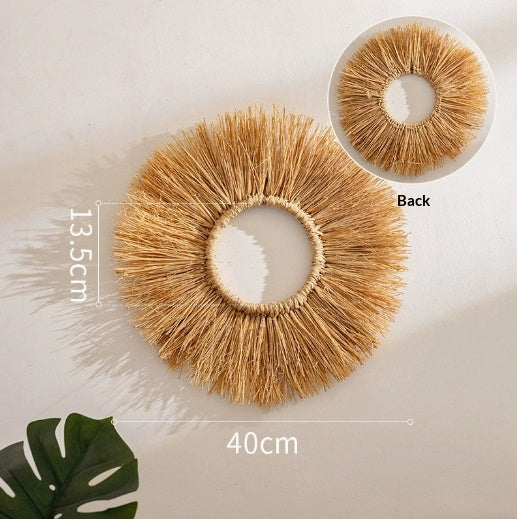 Natural Woven Raffia Decor For Bedroom Background Wall Decoration
