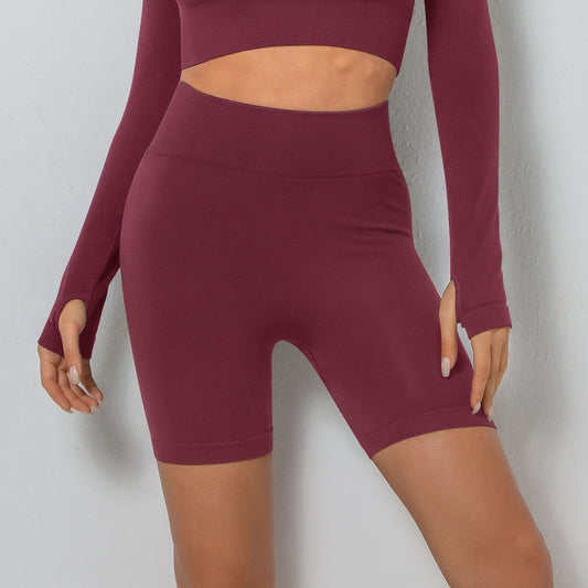 Seamless Peach Pleated Hip Lifting Tight Sports Yoga Shorts