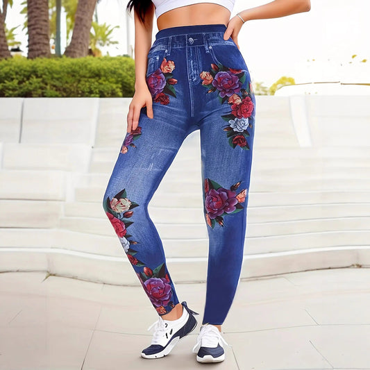Fitness Pants With A Tight Waist And Digital Print