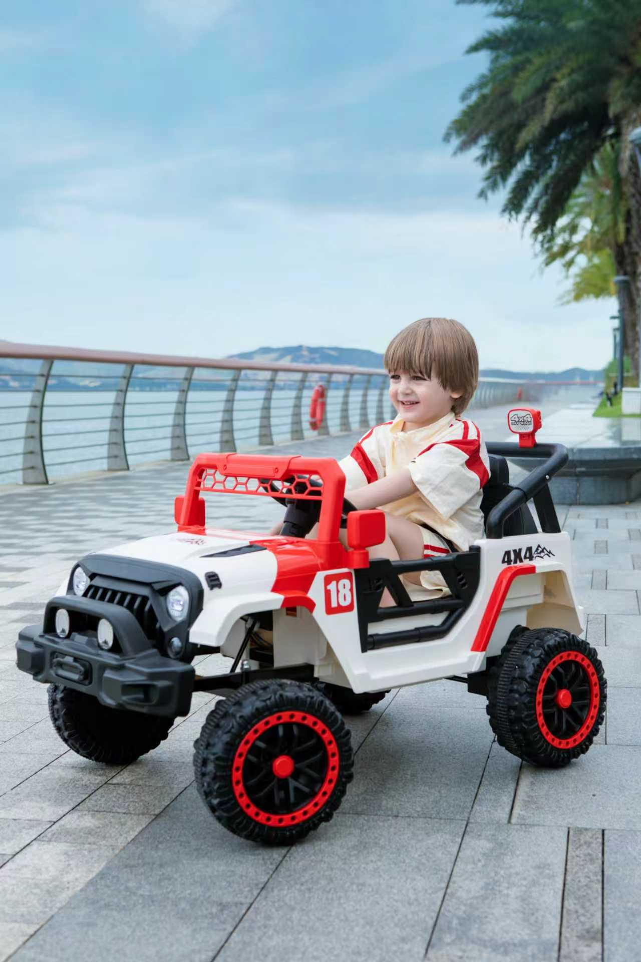 12V Ride On Car With Parent Remote Control, Toddler Electric Car With Spring Suspension, LED Lights & Music Player - Safe Battery Toy For Kids, Christmas & Birthday Gift WIGHT RED
