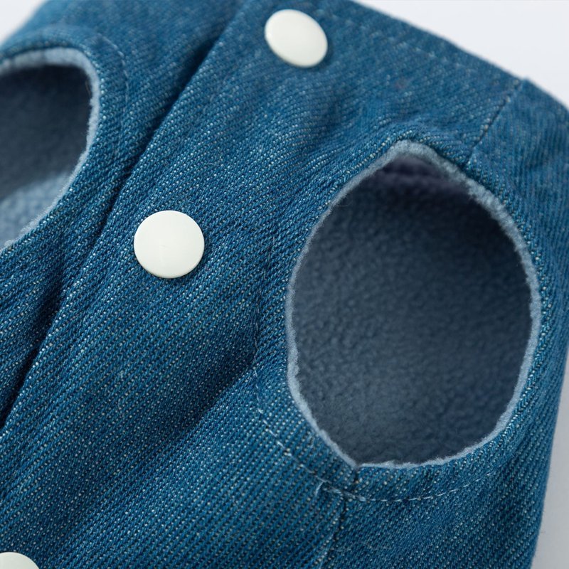 3D Deer Denim Pet Vest, Warm Fleece Lined Pullover For Small Dogs Cats, Winter Costume With Leash Hoo