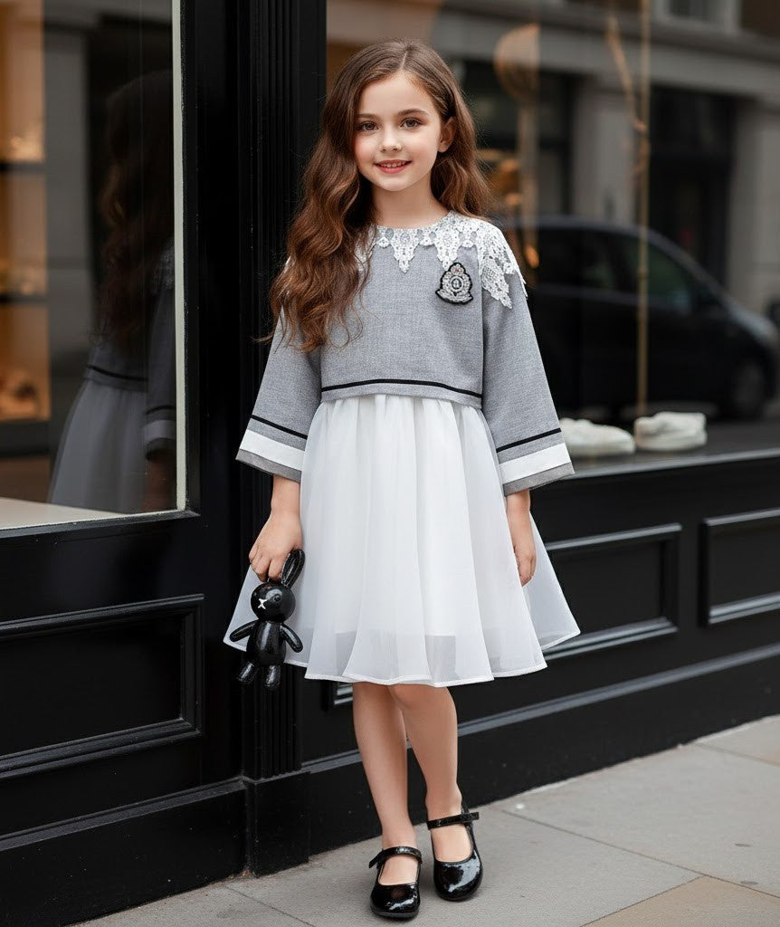 Girls Fashion Loose Fit Top & Dress Set Two-Piece Outfit - Spring