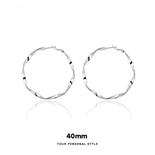 1 Pair 999 Sterling Silver Mobius Hoop Earrings, Minimalist Style, Perfect For Daily Wear And Valentine's Gift