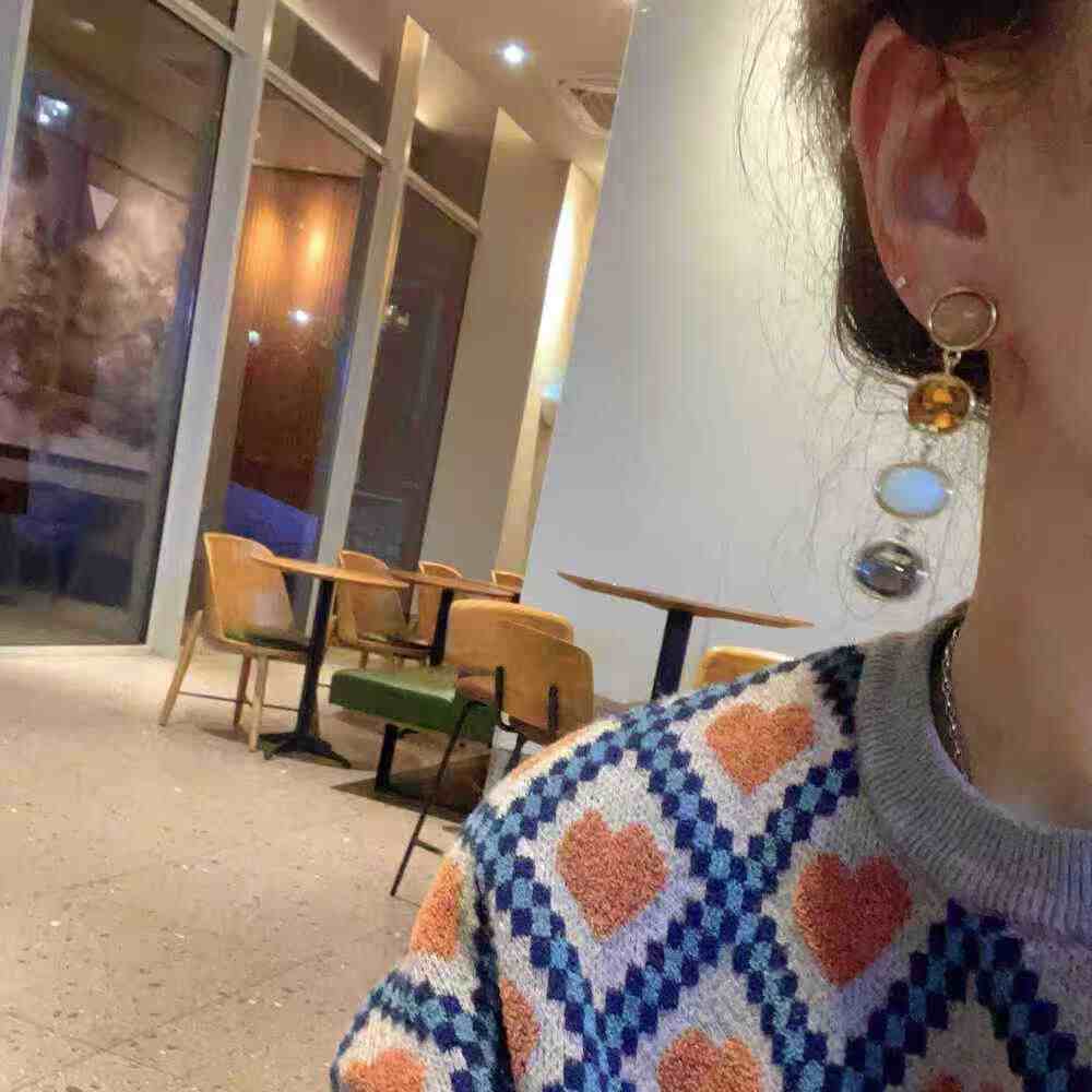2026 New Long Coffee Zircon Dangle Earrings, Japanese Korean Luxury Jewelry