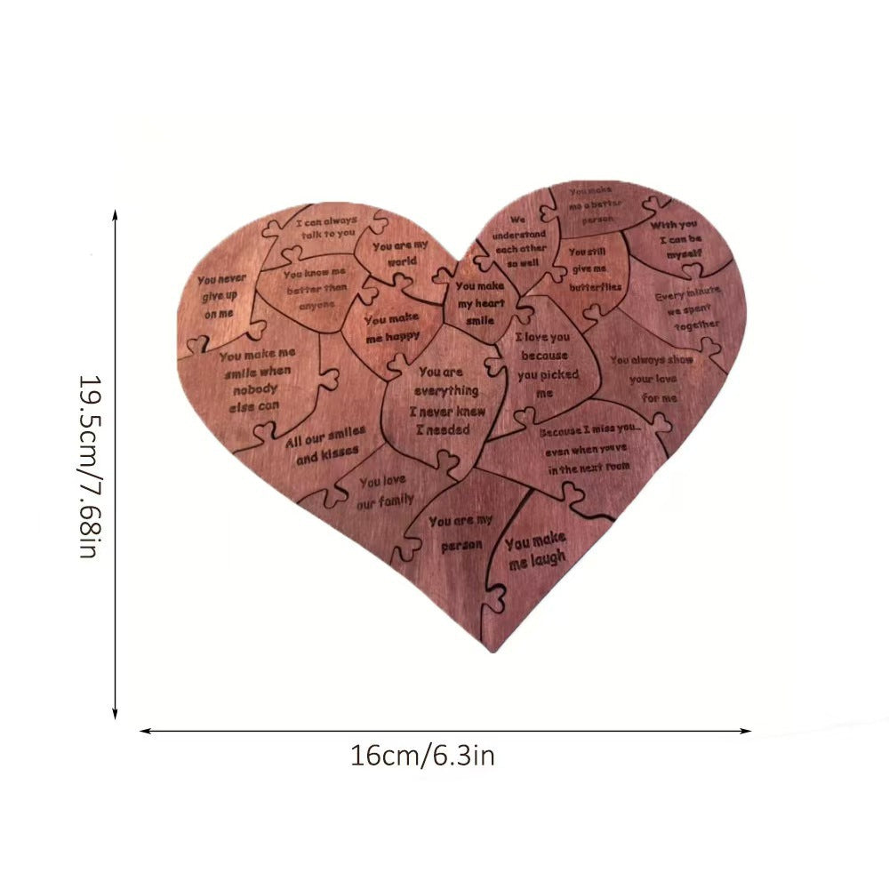 Anniversary Gift Wooden Heart-Shaped Puzzle