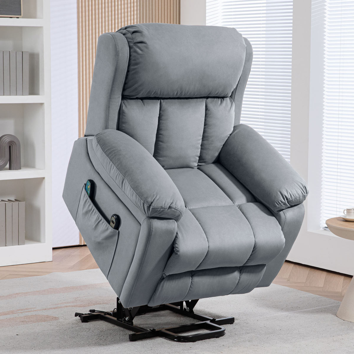 Eight-Point Massage Lift Chair, With Remote - Grey