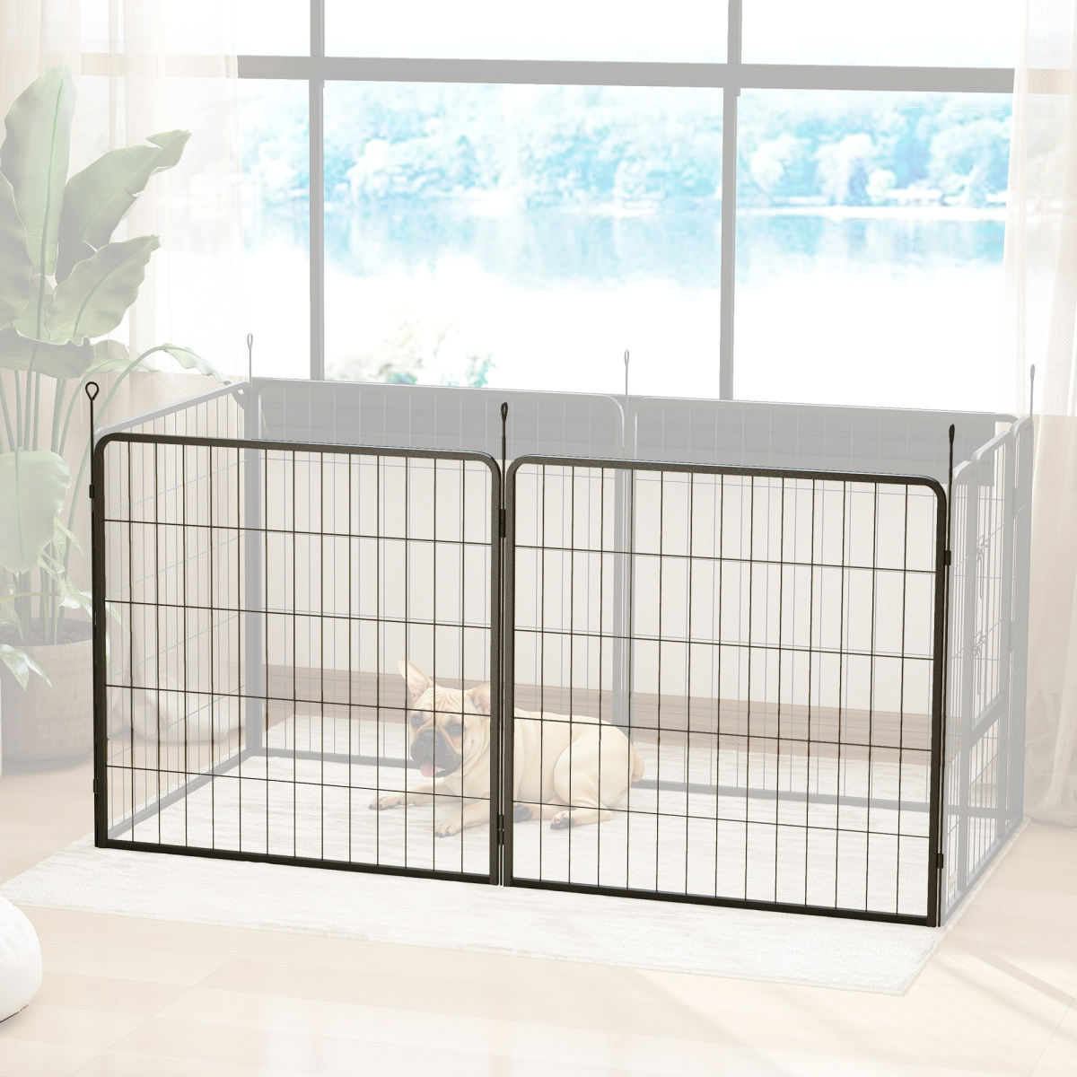 PawHut 2 Piece Dog Pen Expansion Pack For 80cm High Pet Playpen With 3 Stakes, For Small And Medium Dogs