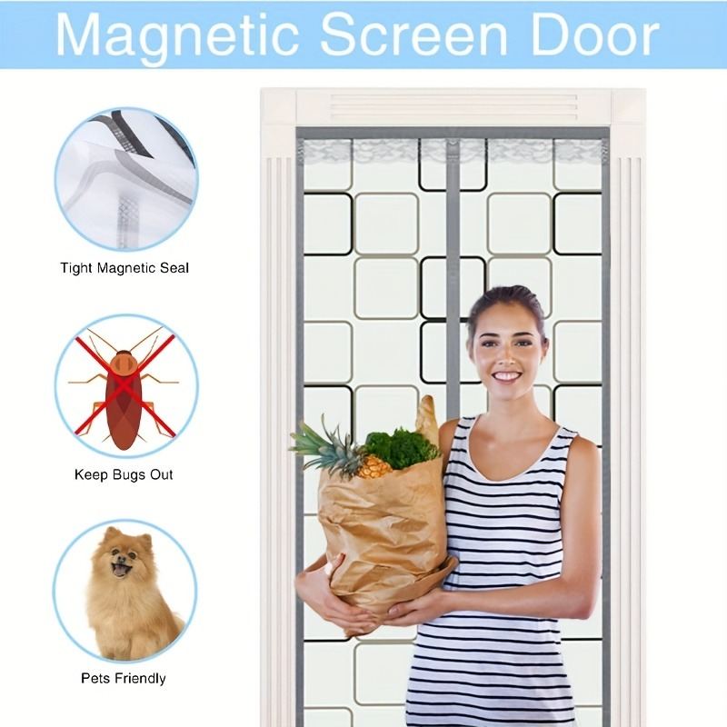 Magnetic Self-Closing EVA Thermal Insulation Door Curtain With Lace Top & Weighted Bottom, Windproof Anti-Mosquito Energy Saving Air Conditioner Screen Door Partition For Bedroom, Kitchen, Balcony, Ho