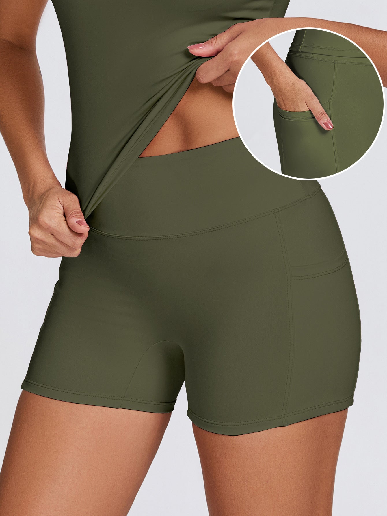Womens Quick-Drying Yoga Outfit With Pockets Outdoor Running And Fitness Shorts