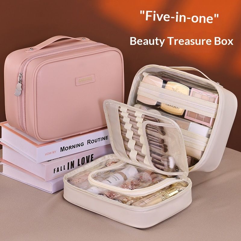 5-in-1 Multi-Functional Partitioned PU Makeup Bag