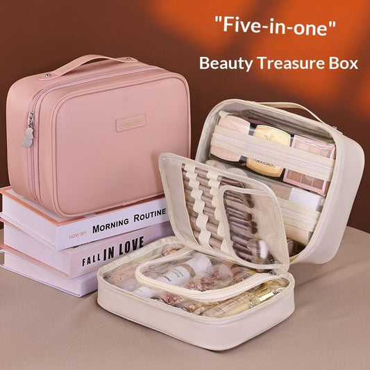 5-in-1 Multi-Functional Partitioned PU Makeup Bag