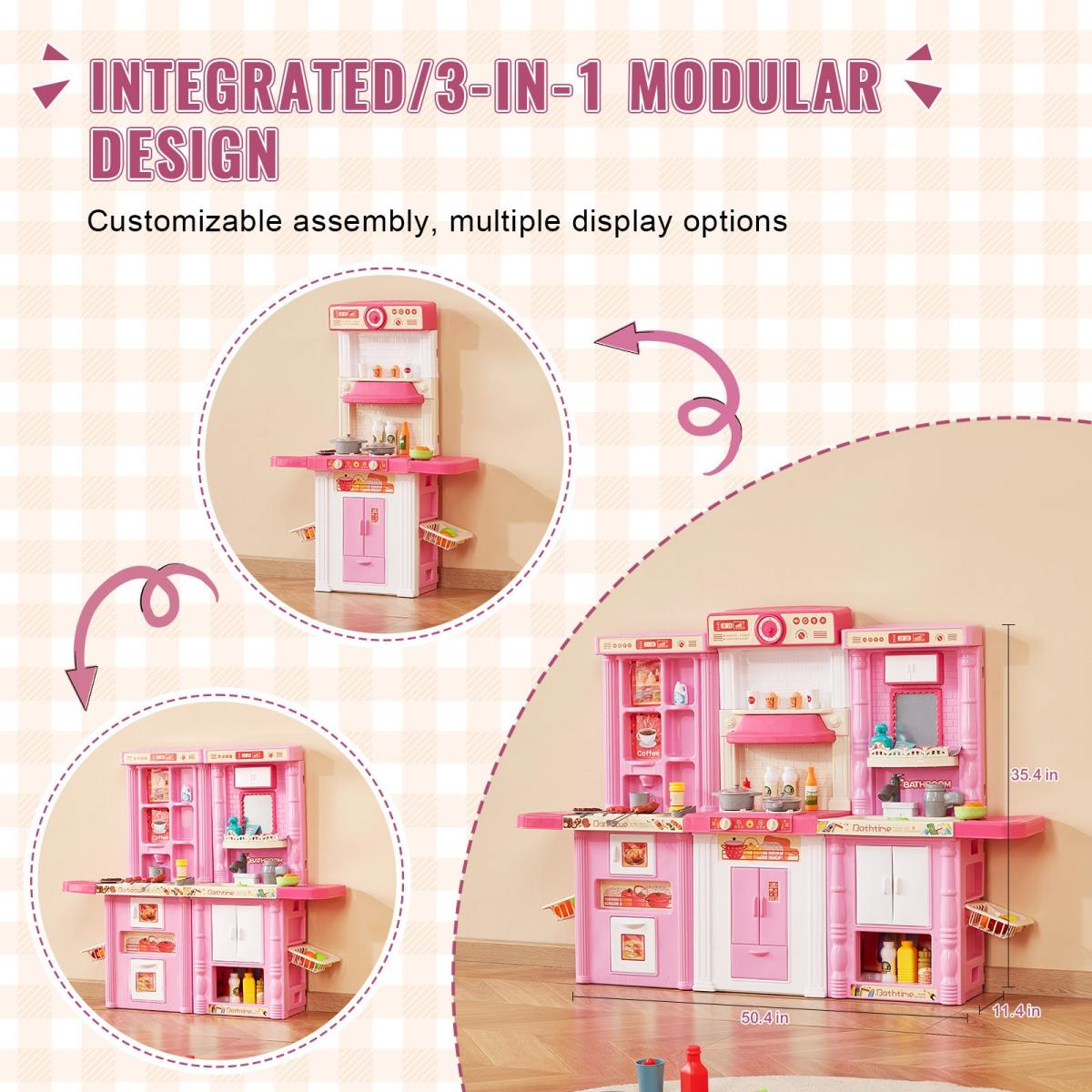 Christmas Gift  VEVOR Kitchen Playset Kids Pretend Cooking Play Toy 74 Piece Accessories