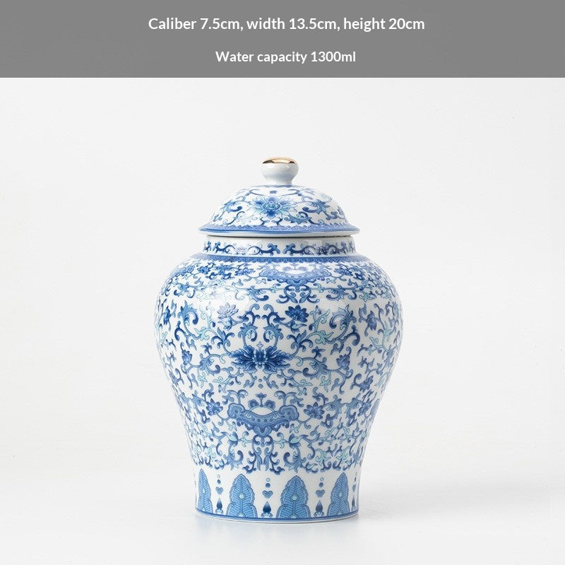 Simple Printed Enamel-Glazed General-Shape Ceramic Tea Caddy