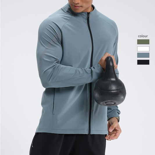 Mens Fitness Running Training Stand-Neck Windbreaker Jacket