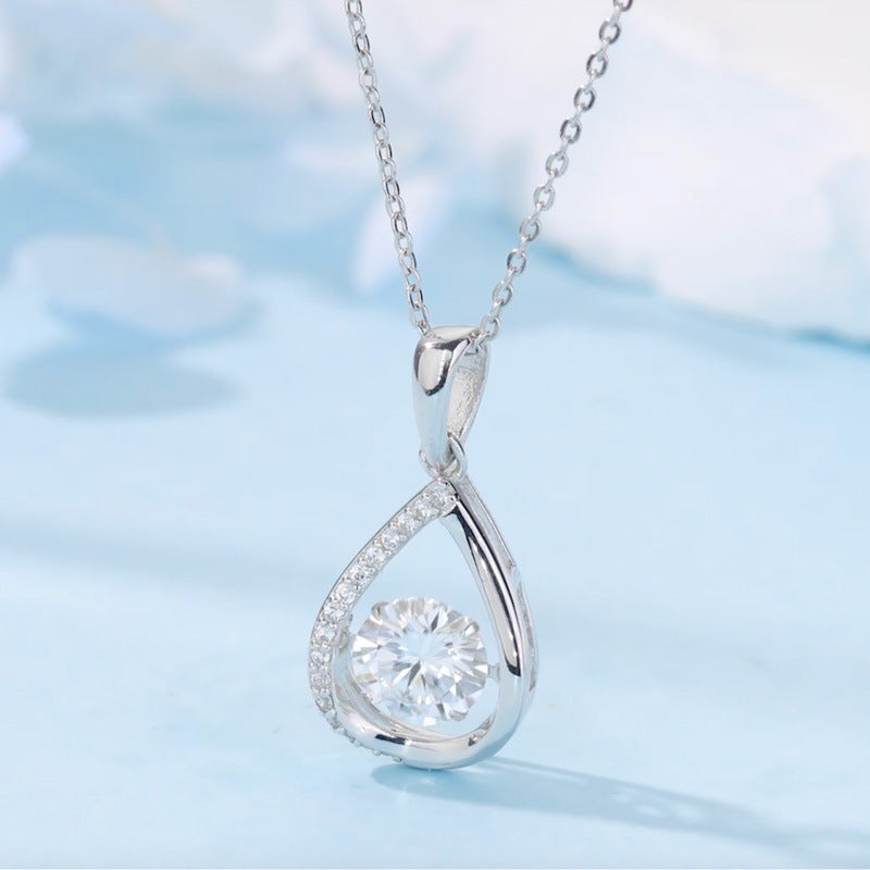 S925 Sterling Silver 1ct D Color VVS1 Moissanite Teardrop Necklace 45cm Platinum Gold Plated GRA Certified Gift Box