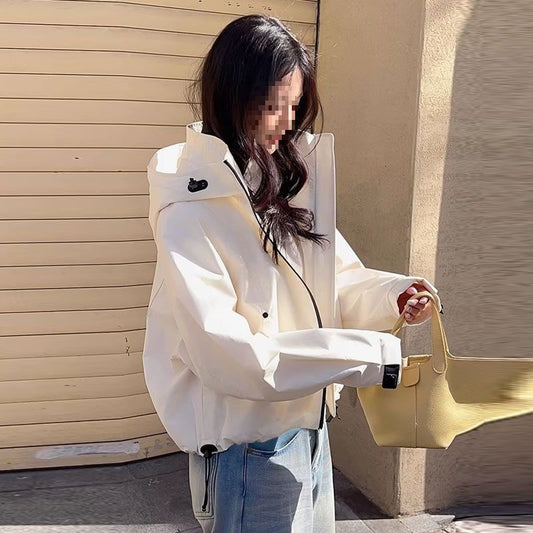 Spring Womens Short Windproof Jacket Outdoor Hiking Coat