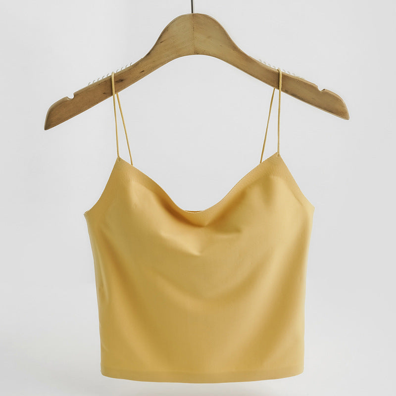Close-fitting Beauty Back Sunderwear-free Camisole With Chest Pad Spaghetti Strap Breathable