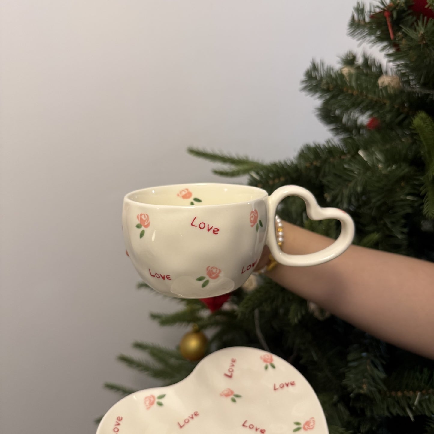 Korean-style Instagram-inspired Hand-painted Ceramic Heart Mug