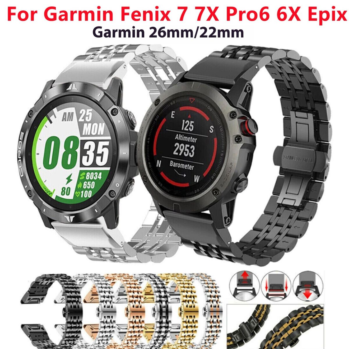 Metal Stainless Steel Strap Smart Watch