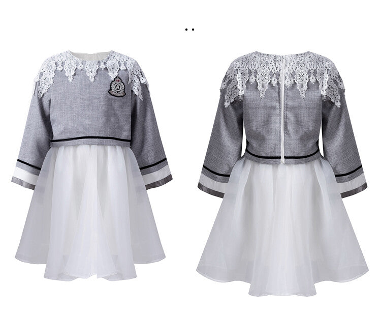 Girls Fashion Loose Fit Top & Dress Set Two-Piece Outfit - Spring
