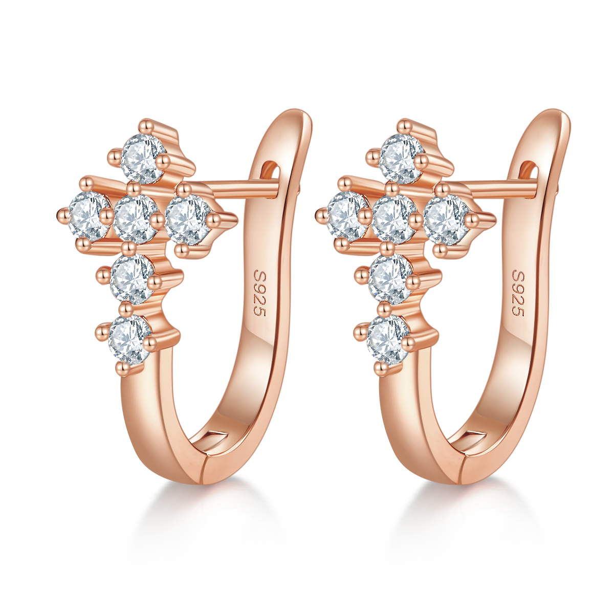 4g S925 Sterling Silver 0.72CT Moissanite Cross Earrings  6-Stone Huggie Hoop Dangle With GRA Certificate, Platinum Plated Jewelry Gift Box Set For Women