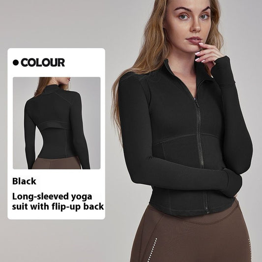 Back Mesh Breathable Yoga Clothing Top Coat